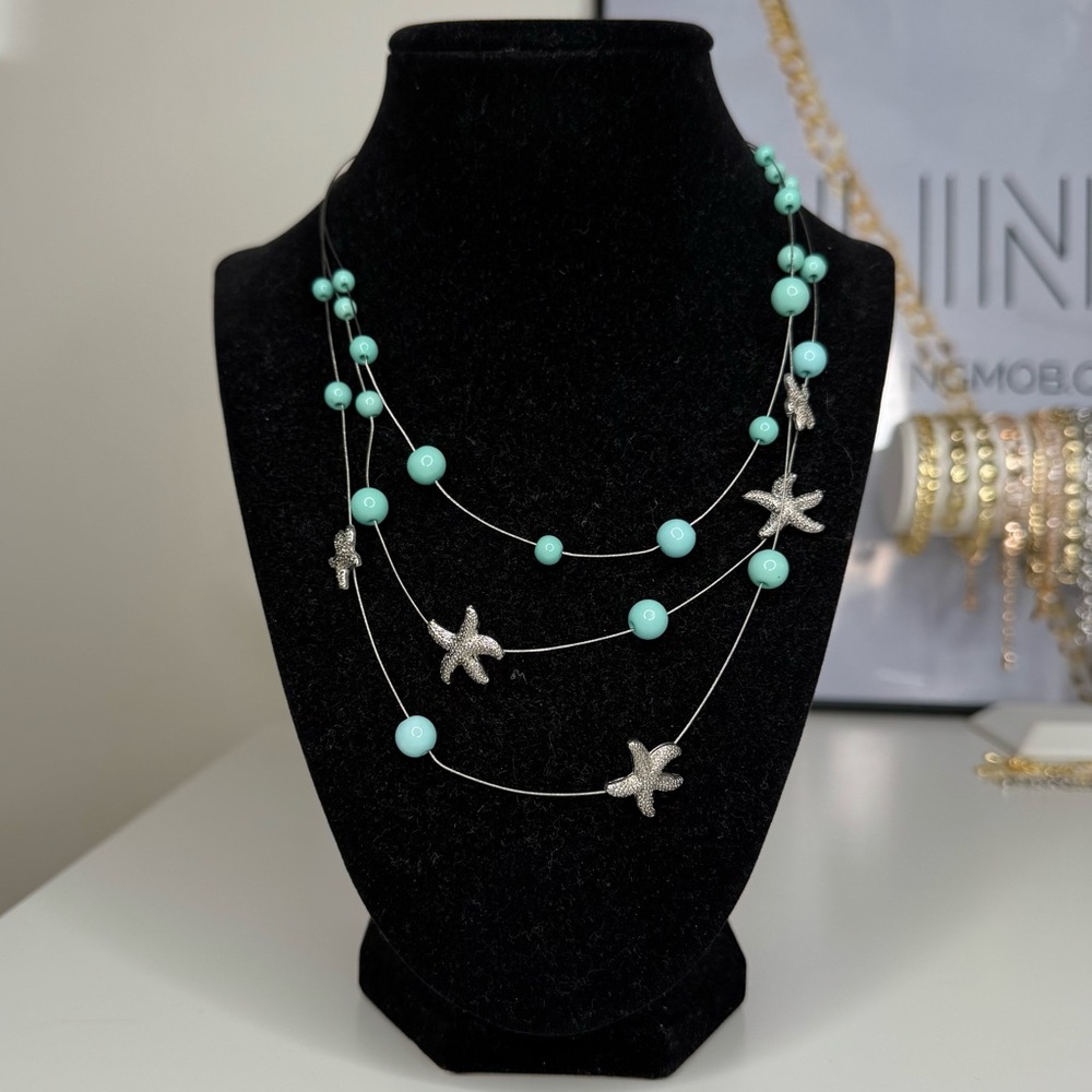 Vintage Silver starfish layered necklace